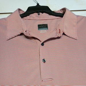 Men's Greg Norman Polo Striped Shirt XXL Red